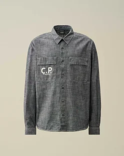 Chambray Long Sleeved Logo Shirt^C.P. Company Best Sale