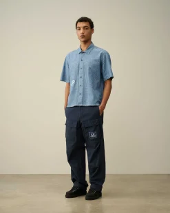 Chambray Short Sleeved Logo Shirt^C.P. Company Sale