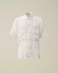 Linen Short Sleeved Shirt^C.P. Company Cheap